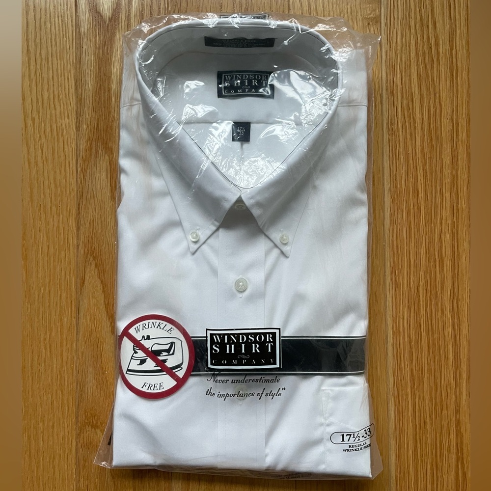 [MEN’S] BRAND NEW Windsor Shirt Company White Wrinkle-Free Button Down 17.5-33
